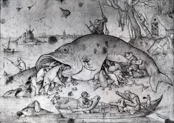 Große Fische fressen kleine Fische, 1556